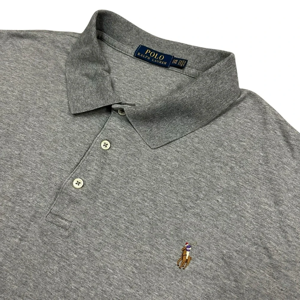 Polo‎ Ralph Lauren Soft Cotton Polo Shirt Mens 2XB Big Heather Gray Short Sleeve